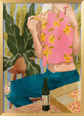 Casual Pizza Night | Poster - Gold Frame Interior