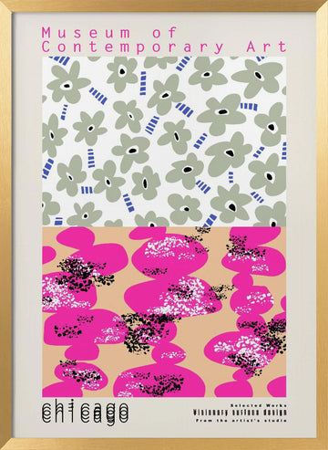 Vibrant Abstract Flowers | Poster - Gold Frame Interior