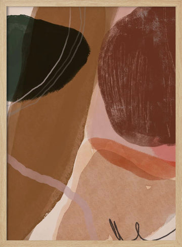 Muted Organic Shapes | Poster - Wood Frame Interior