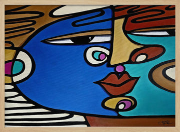 Bold Abstract Face | Poster - Wood Frame Interior