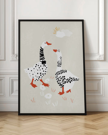 Charming Geese Stroll | Poster - Room Interior 1