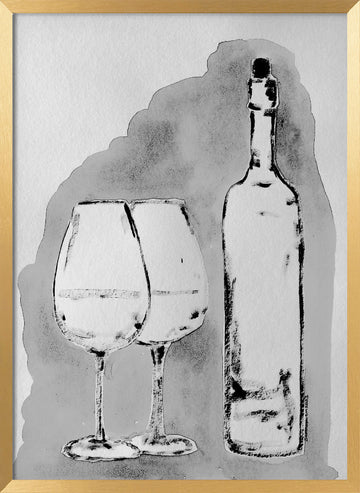 Elegant Wine Still Life | Poster - Gold Frame Interior