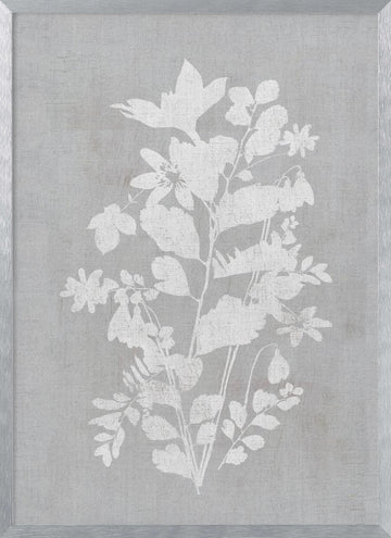 White Floral Silhouette | Poster - Silver Frame Interior