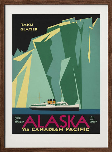 Alaska Via Canadian Pacific. Taku Glacier | Poster - Walnut Frame Interior