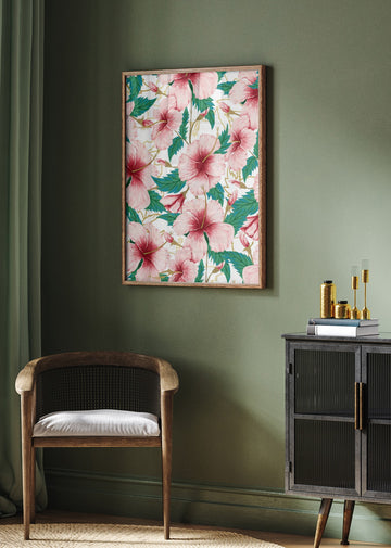 Tropical Pink Hibiscus | Poster - Room Interior 2