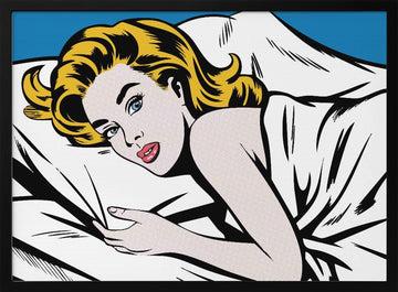 Pop Art Woman In Bed | Poster - Black Metal Frame Interior
