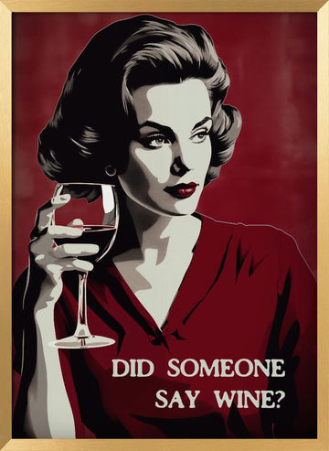 Retro Wine Woman | Poster - Gold Frame Interior