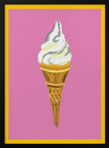 Pink Ice Cream Cone | Poster - Black Metal Frame Interior
