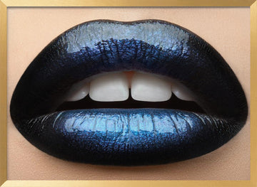 Vibrant Blue Lips | Poster - Gold Frame Interior