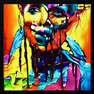 Colorful Drip Portrait | Poster - Black Metal Frame Interior