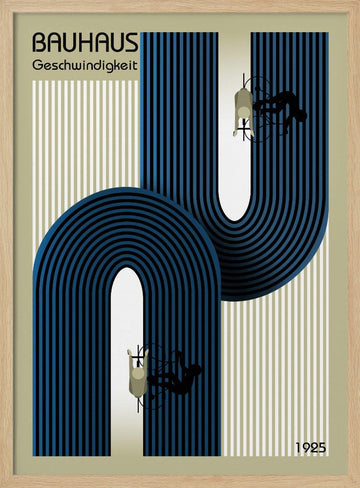Bauhaus Speed Cyclists | Poster - Wood Frame Interior