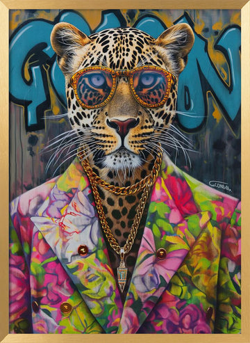 Stylish Leopard Graffiti | Poster - Gold Frame Interior