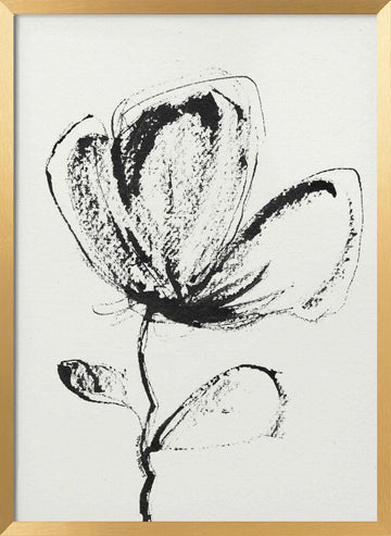 Expressive Ink Flower | Poster - Gold Frame Interior