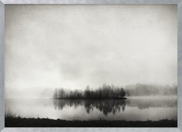 Misty Island Reflection | Poster - Silver Frame Interior