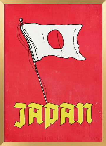Japan Grunge Flag | Poster - Gold Frame Interior
