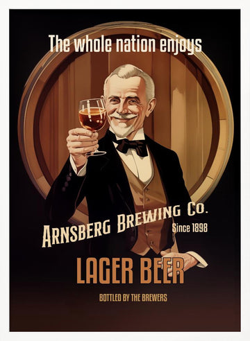 Gentleman Toasting Lager Beer | Poster - White Frame Interior