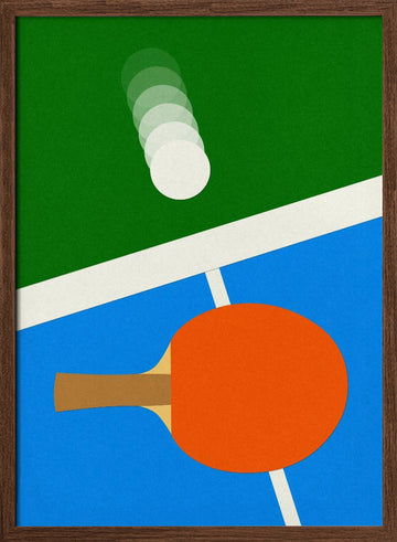 Table Tennis Action | Poster - Walnut Frame Interior