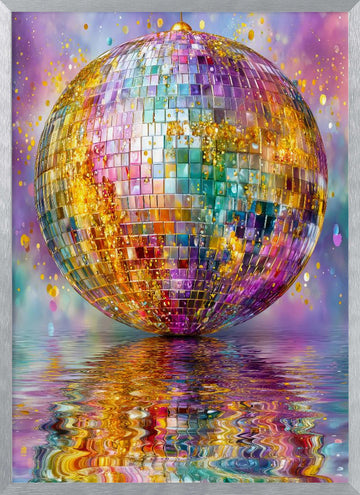 Sparkling Disco Reflections | Poster - Silver Frame Interior