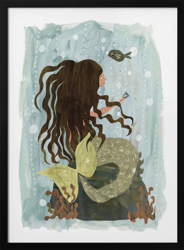 Dreamy Ocean Mermaid | Poster - Black Metal Frame Interior