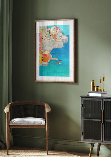 Colorful Coastal Village | Poster - Room Interior 2