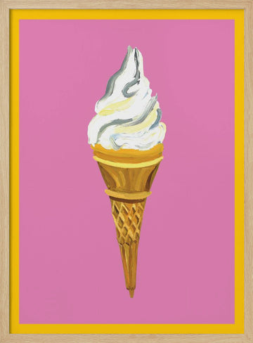 Pink Ice Cream Cone | Poster - Wood Frame Interior
