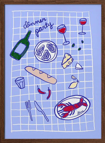 Dinner Party | Poster - Walnut Frame Interior