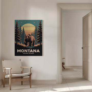 Grizzly Bear Forest Sunset | Canvas - Room Interior 1