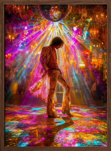 Vibrant Disco Groove | Poster - Walnut Frame Interior