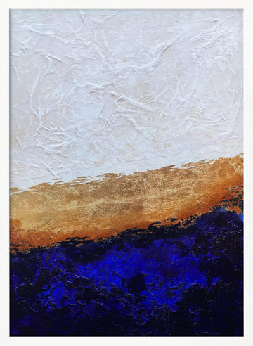 Deep Blue Gold Abstract | Poster - White Frame Interior