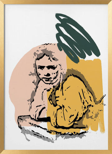 Pensive Woman Portrait | Poster - Gold Frame Interior