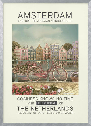 Amsterdam Canal Bicycle | Poster - Silver Frame Interior