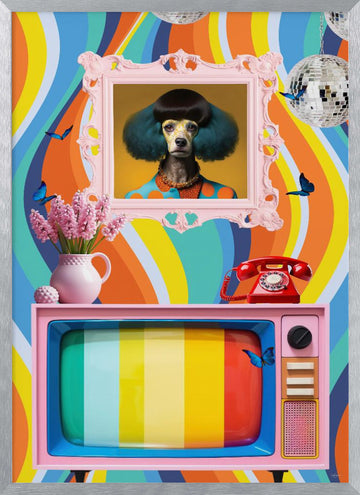 Whimsical Poodle Pop Art | Poster - Silver Frame Interior