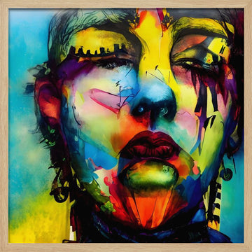 Vibrant Abstract Portrait | Poster - Wood Frame Interior