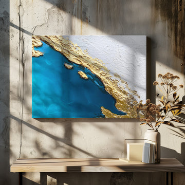 Golden Coastal Abstract | Canvas - Room Interior 2