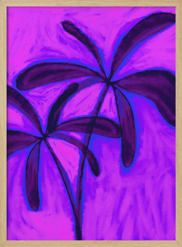 Abstract Purple Palms | Poster - Wood Frame Interior