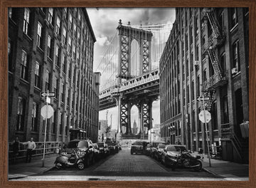 DUMBO Manhattan Bridge View | Poster - Walnut Frame Interior