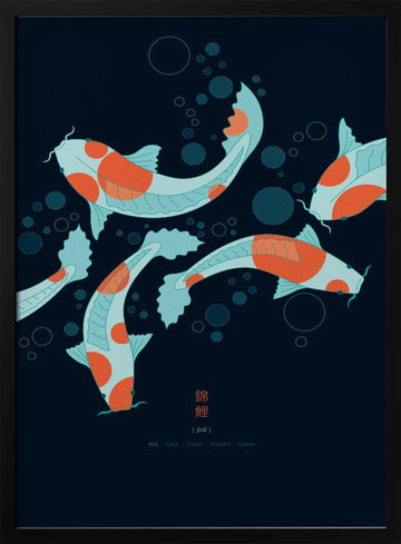 Graceful Koi Swim | Poster - Black Metal Frame Interior
