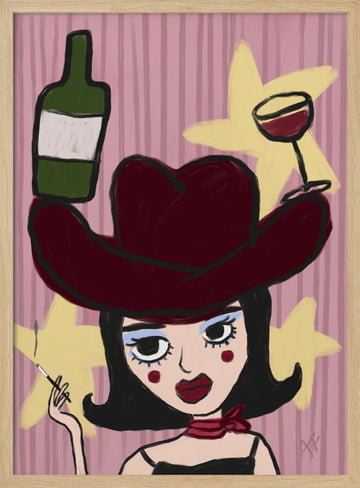 Sassy Cowgirl Pop Art | Poster - Wood Frame Interior