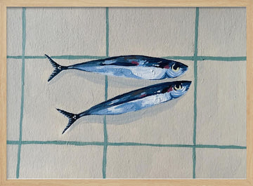 Two Blue Fish | Poster - Wood Frame Interior