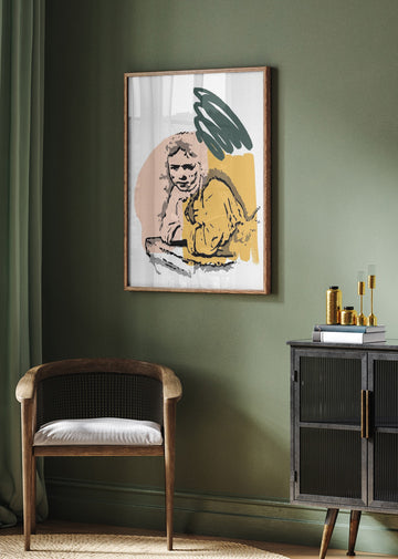 Pensive Woman Portrait | Poster - Room Interior 2