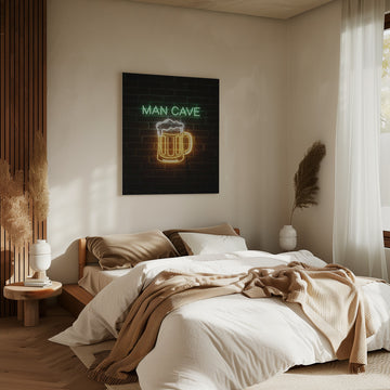 Man Cave Neon Beer Mug | Canvas - Room Interior 2