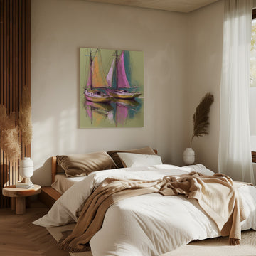 Colorful Sailboat Reflections | Canvas - Room Interior 2