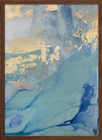 Golden Wavescape | Poster - Walnut Frame Interior