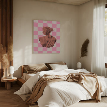 Pink Checkerboard Goddess | Canvas - Room Interior 2