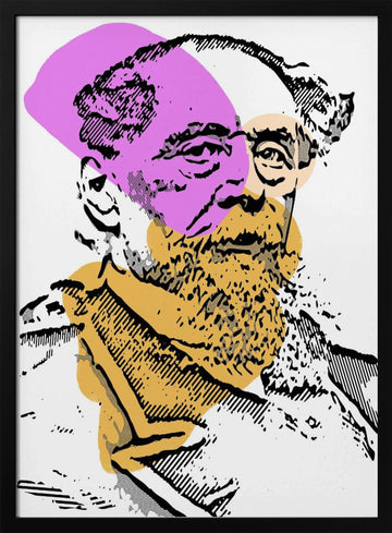 Bearded Man Pop Art | Poster - Black Metal Frame Interior