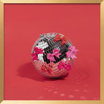 Pink Bow Disco Ball | Poster - Gold Frame Interior