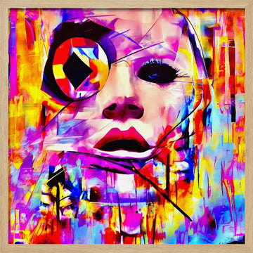 Vibrant Abstract Portrait | Poster - Wood Frame Interior