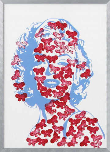 Red Butterfly Portrait | Poster - Silver Frame Interior