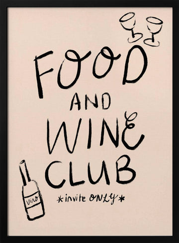 Food Wine Club Invite | Poster - Black Metal Frame Interior