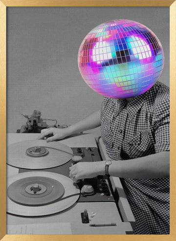 Disco Ball Operator | Poster - Gold Frame Interior
